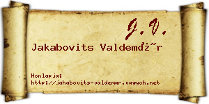 Jakabovits Valdemár névjegykártya