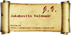 Jakabovits Valdemár névjegykártya
